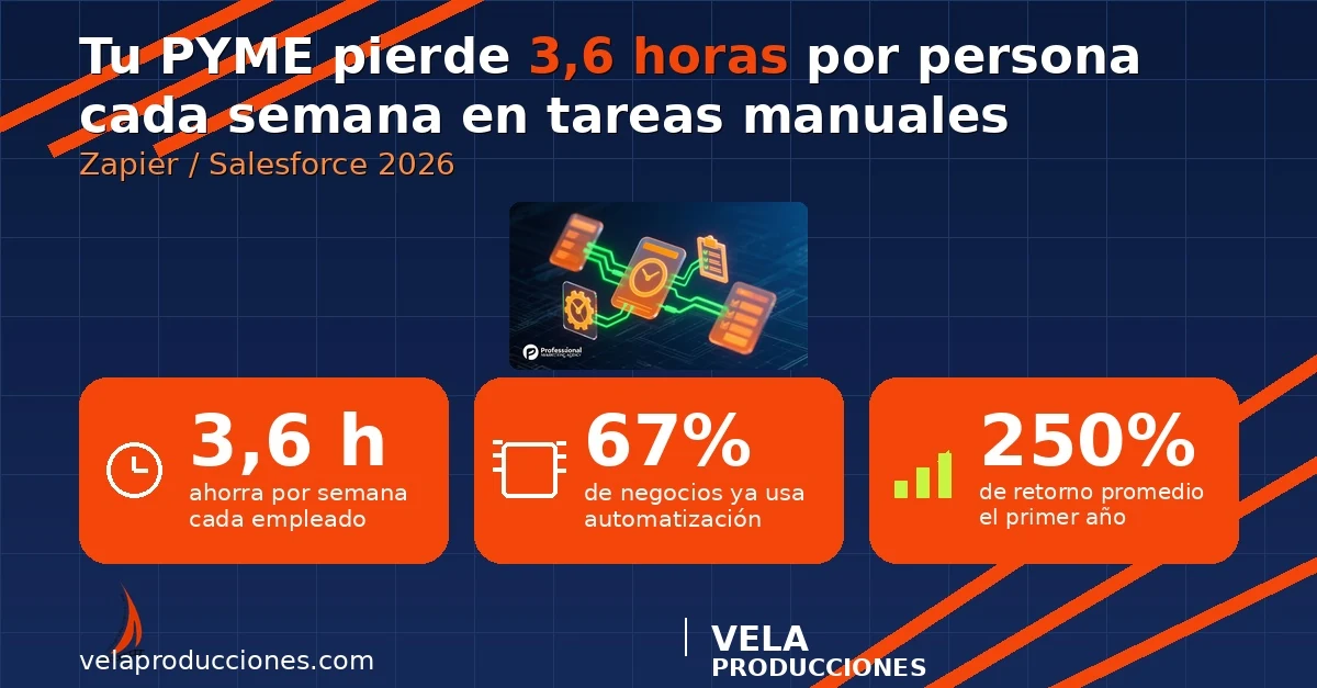 Automatización 2026: 3,6 horas semanales por persona y por dónde empezar en tu PYME