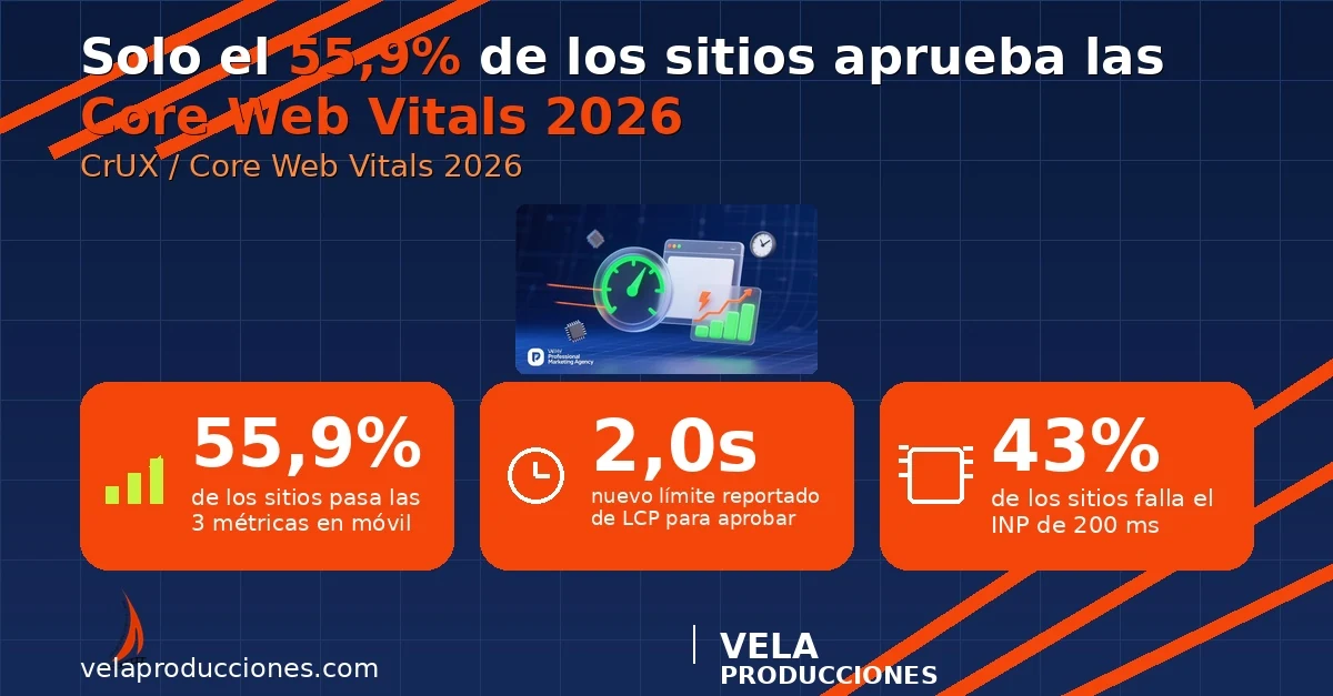 Core Web Vitals 2026: solo el 56% de los sitios aprueba y a ti te cuesta ventas