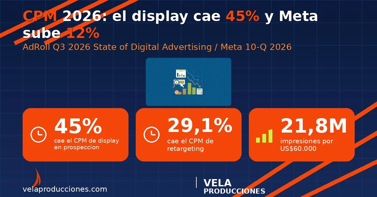 CPM 2026: el display se abarata 45% mientras Meta sube 12%
