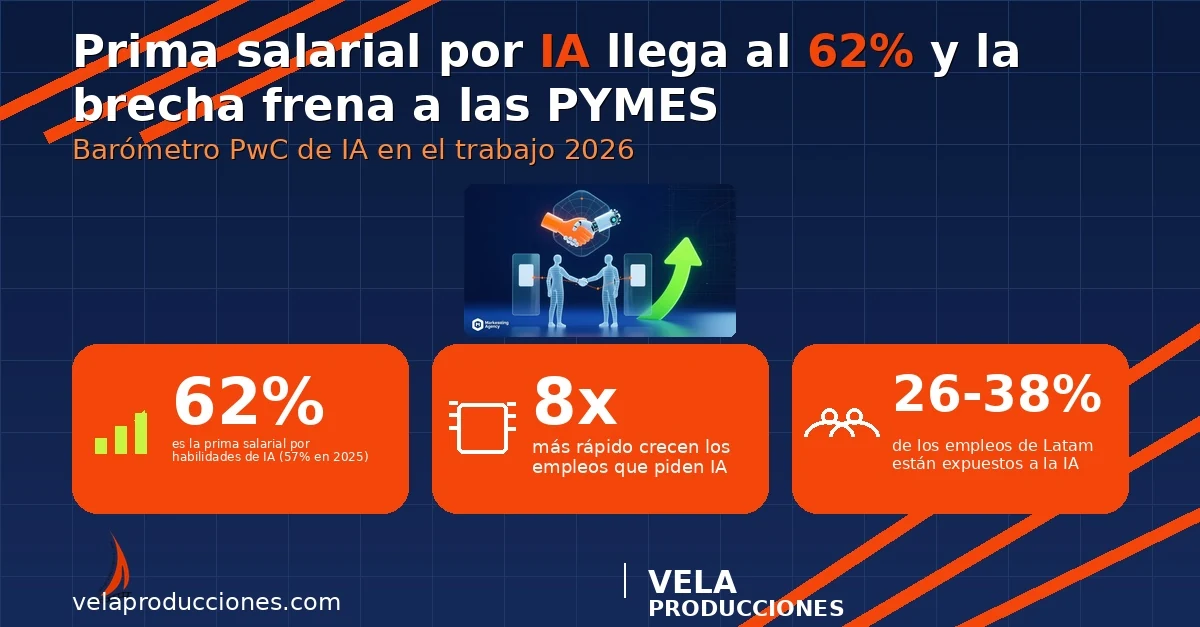 Habilidades de IA 2026: prima salarial del 62% y la brecha que frena a las PYMES