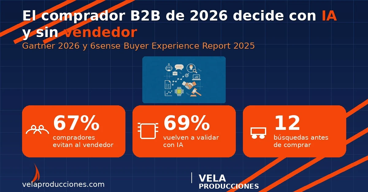 El comprador B2B en 2026 decide con IA y sin vendedor: 67% los evita y 69% vuelve a validar