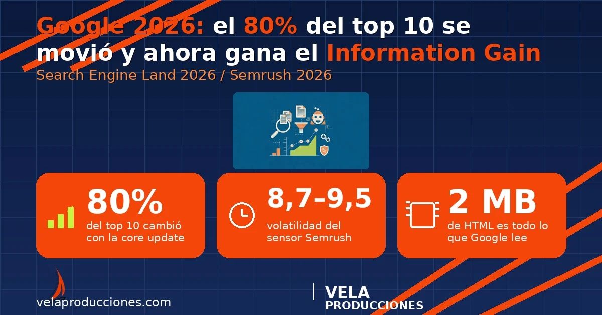 Google 2026: Information Gain, el 80% del top 10 cambió y qué mira ahora el buscador